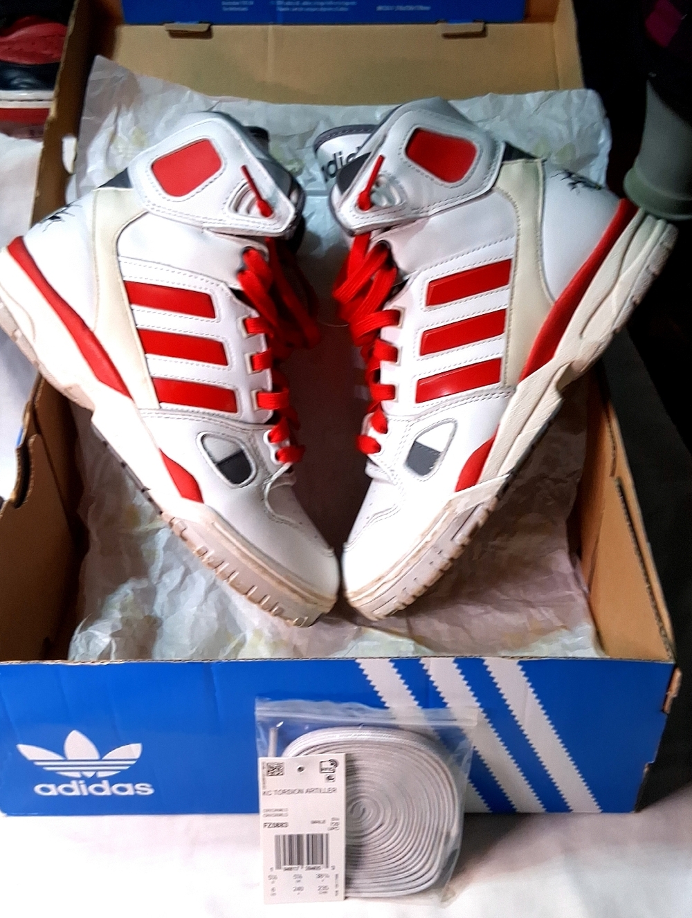 Kid Cudi x Adidas Torsion Artillery White & Red "Wyld Stallyns" High Top Shoes